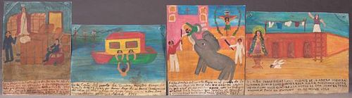 Group of Four Mexican Retablos, oil on tin, consis