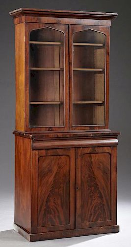 English William IV Style Carved Mahogany Bookcase