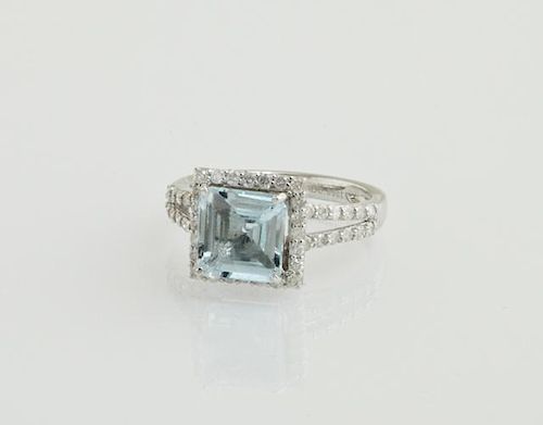 Lady's 14K White Gold Dinner Ring, with a square 3