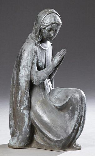 Large Patinated Bronze Figure of the Virgin Mary,
