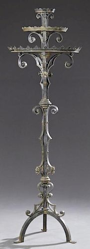 Large French Wrought Iron Medieval Style Candle St