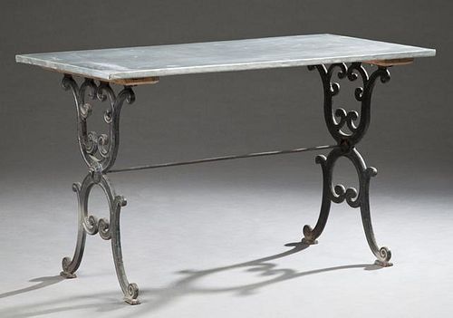French Cast Iron Bistro Table, 19th c., the zinc c