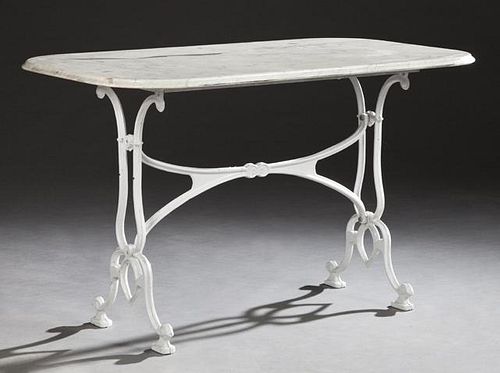 French Marble Top and Iron Bistro Table, 19th c.,