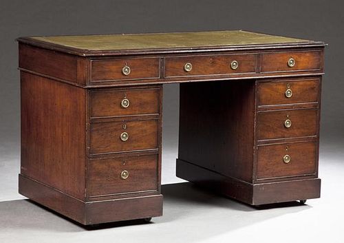 George III Style Mahogany Pedestal Desk, late 19th