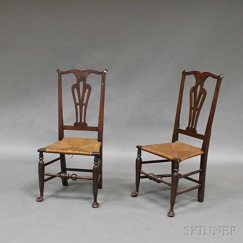 Pair of Queen Anne Country Stained Cherry Side Chairs