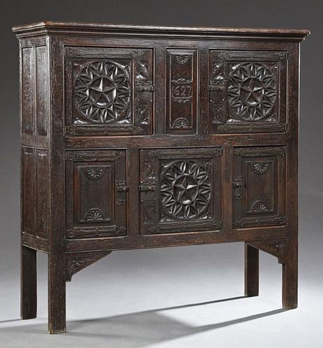 French Renaissance Style Carved Oak Cupboard, 17th