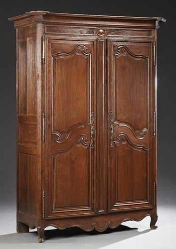 Louis XV Style Carved Oak Double Door Armoire, 19t