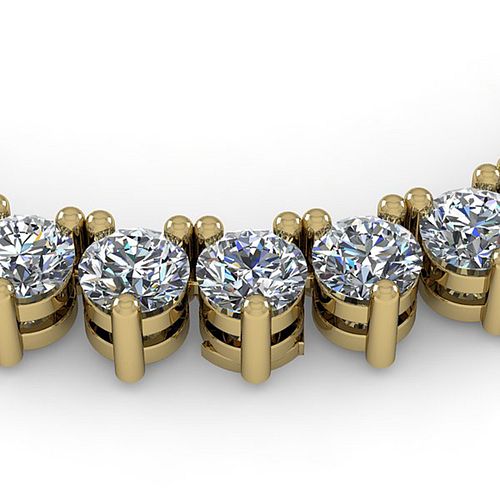 38 ctw 3 Prong Diamond Riviera Necklace 14K Yellow Gold