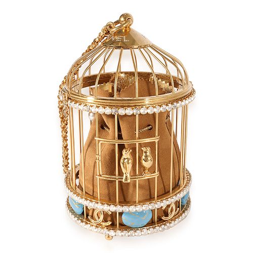 Chanel Runway Gold-Tone Metal & Crystal Bird Cage  Minaudiere