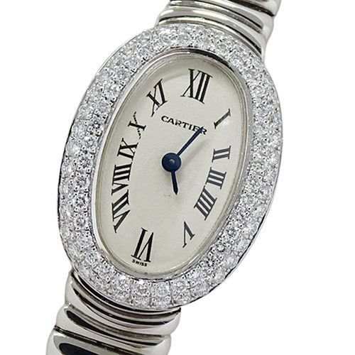 Cartier Watch Ladies Mini Venueir Diamond Bezel Quartz 750WG White Gold WB5095L2