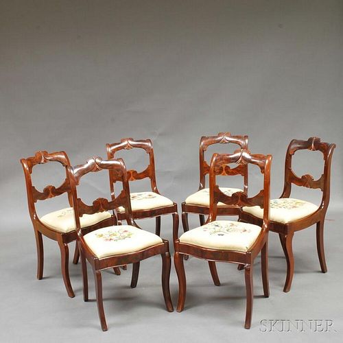 Set of Six Late Federal Mahogany Side Chairs