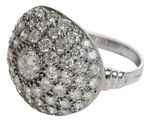 Platinum and Diamond Dome Cluster Ring
