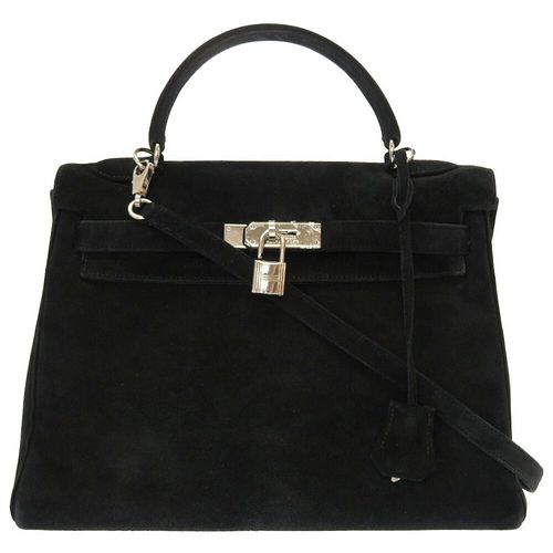 Hermes Kelly 32 Dobris Black # E Engraved Handbag