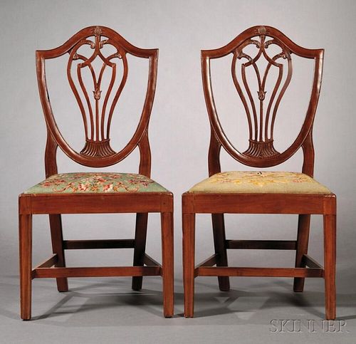 Pair of Federal Mahogany Shield-back Side Chairs