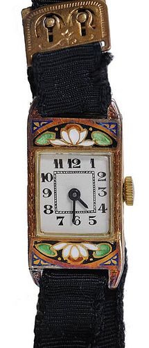 French Antique Gold and Enamel Watch