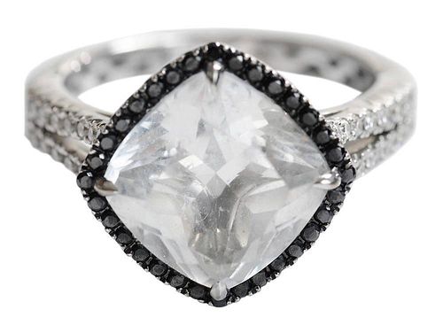 "White" Topaz and Diamond Ring