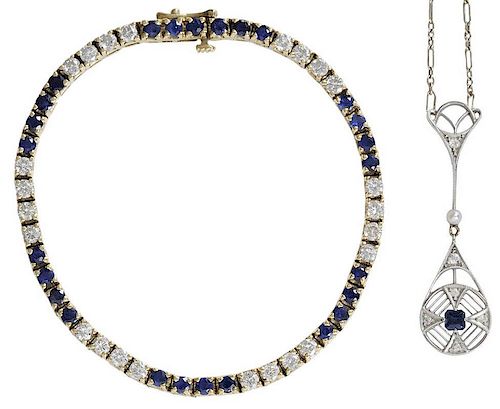 Sapphire, Diamond Bracelet, Necklace