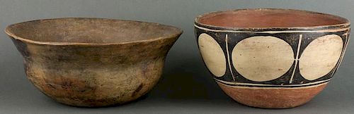 Hopi Stew Bowl (ca. 1870s) & Santo Domingo Dough Bowl (ca. 1930s)