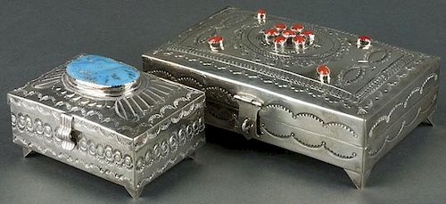 Lot of 2: Navajo Silversmithed Boxes