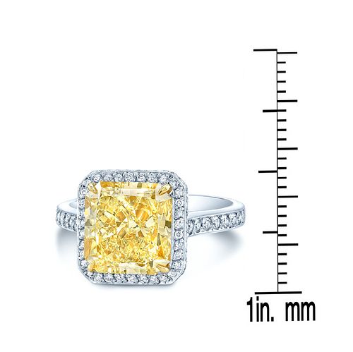 Prong Set Gia Certified Fancy Light Yellow Diamond Engagement Ring In Platinum