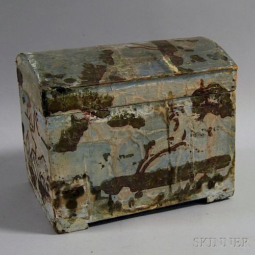 Wallpaper-covered Wooden Dome-top Box