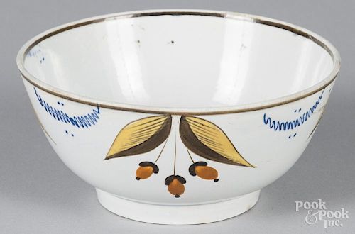 English pearlware waste bowl, 19th c., with acorn decoration, 2 3/4'' h., 6'' dia.