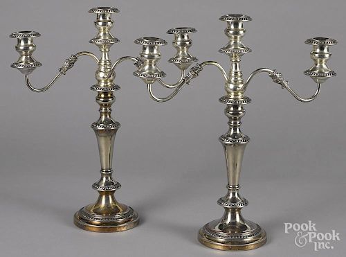 Pair of silver-plated candelabra, 18 1/2'' h.