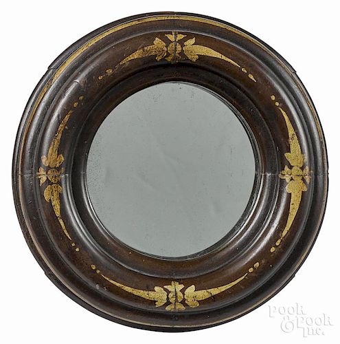 Painted bull's-eye mirror, ca. 1840, 9 1/4'' dia.