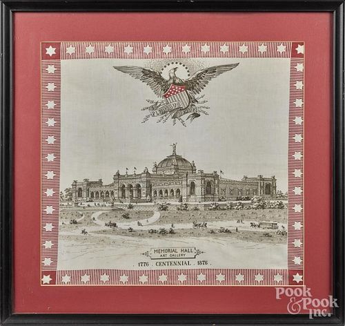Engraved Centennial handkerchief, 20'' x 21 1/2''.