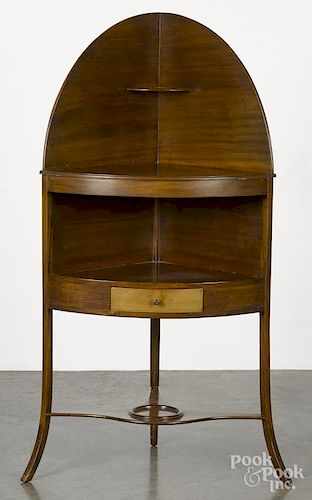 George III style mahogany corner washstand, 52'' h., 25'' w.