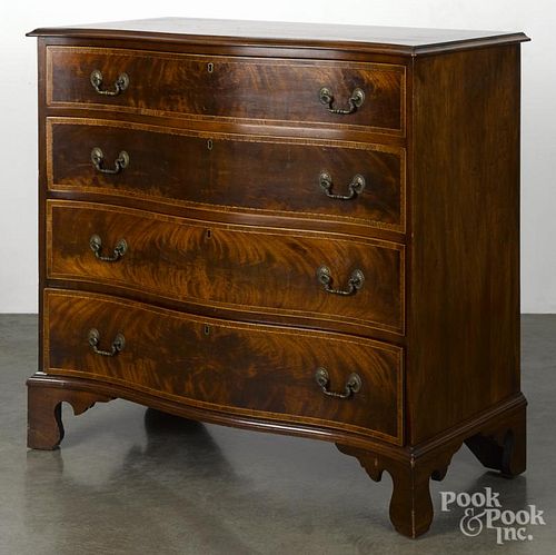 Chippendale style mahogany serpentine front chest of drawers, 37'' h., 36 3/4'' w.