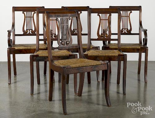 Set of six classical style mahogany dining chairs.