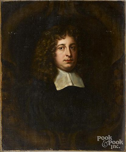 English oil on canvas portrait of a gentleman, late 18th c., 30'' x 25''.