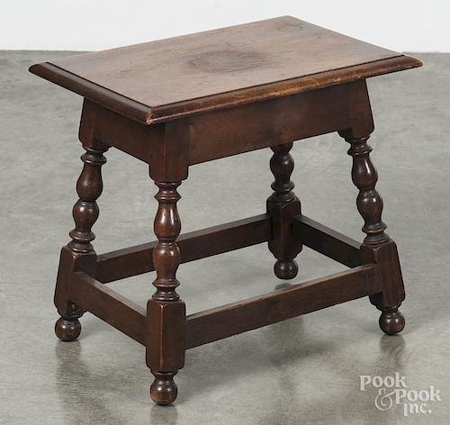 Virginia Craftsmen walnut joint stool, 18'' h., 20'' w.