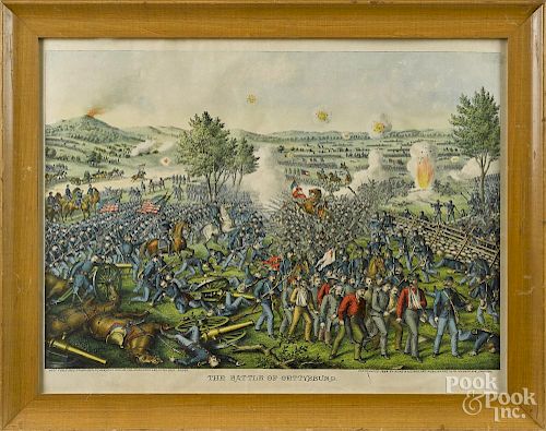 Kurz & Allison, chromolithograph of the Battle of Gettysburg, 17 1/2'' x 24 3/4''.
