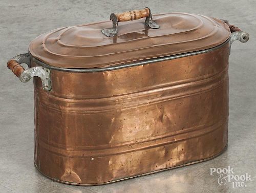 Copper tub, late 19th c., 16'' h., 26'' w.