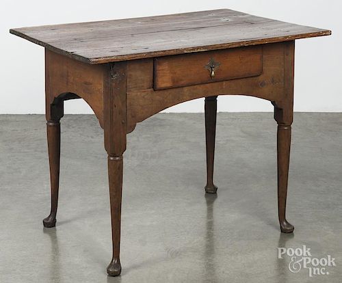 Hard pine and maple tavern table, 18th c., 28'' h., 36 1/4'' w., 25'' d.