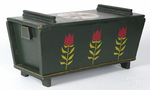 Pennsylvania painted pine and poplar dough box, 19th c., with later decoration, 13 1/2'' h., 28'' w.