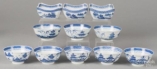 Eight Chinese export porcelain Canton tea bowls, late 19th c.