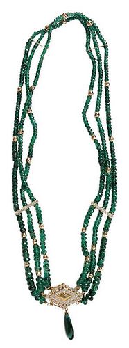 Custom Emerald and Gold Bead Necklace