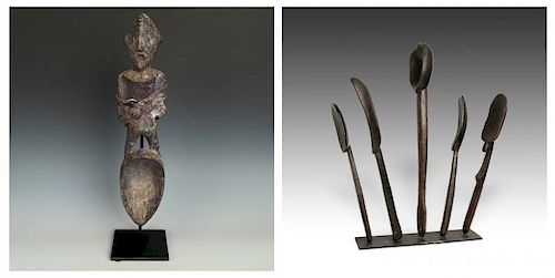 2 Lots of Tribal African Spoon Form Artifacts, Dan/Kran People