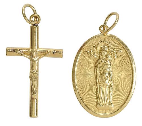 22 Kt. Gold Cross and Medallion