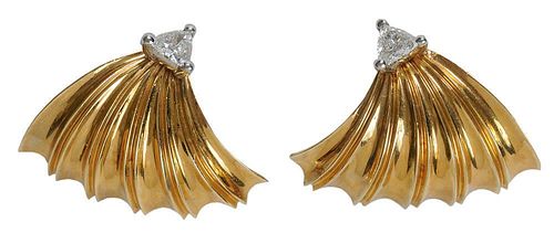 14 kt. Gold and Diamond Ear Clips