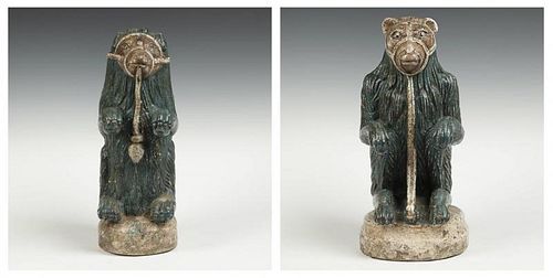 2 Stone Bear Figures, India