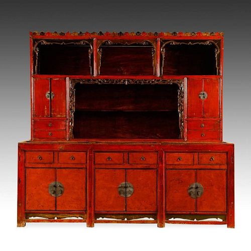 Monumental Antique Chinese Gansu Altar Cabinet