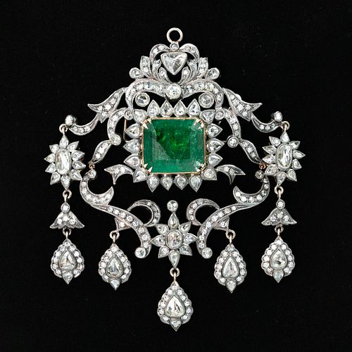 Diamond and emerald brooch pendant | จี้และเข็มกลัดมรกตประดับเพชร 