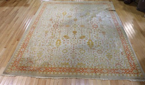 Antique And Finely Hand Woven Oushak Style Carpet
