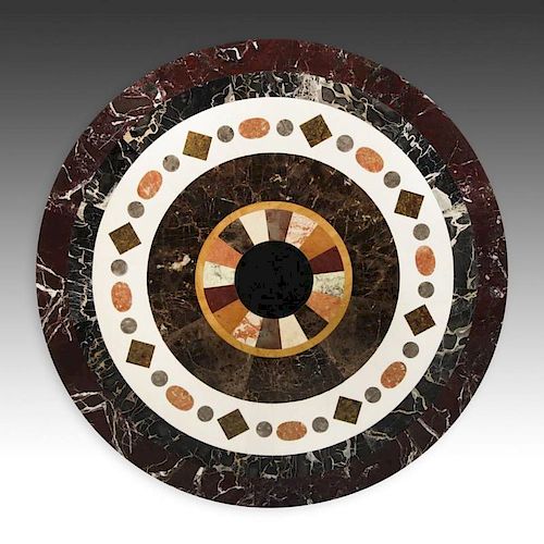Round Mosaic Hardstone Pietra Dura Table Top