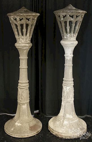 Pair of cement torchieres, early/mid 20th c., 49'' h.