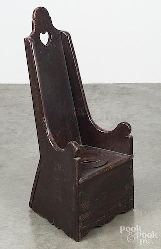 New England stained pine child's potty chair, early 19th c., 30 3/4'' h.